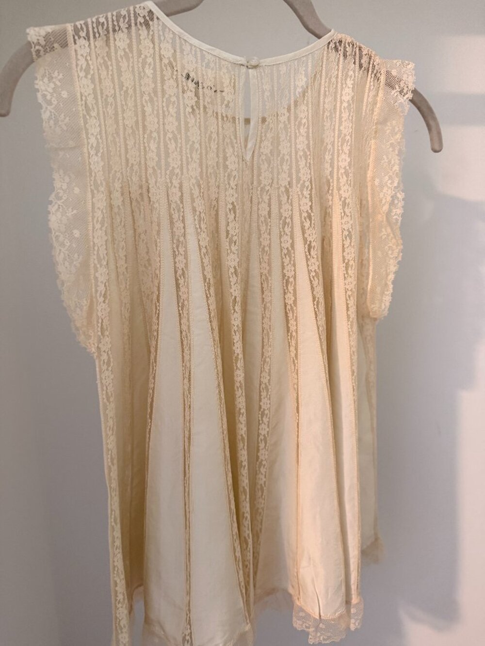 The Great Ivory Lace Flutter-Sleeve Blouse